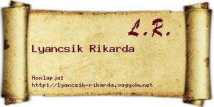 Lyancsik Rikarda névjegykártya